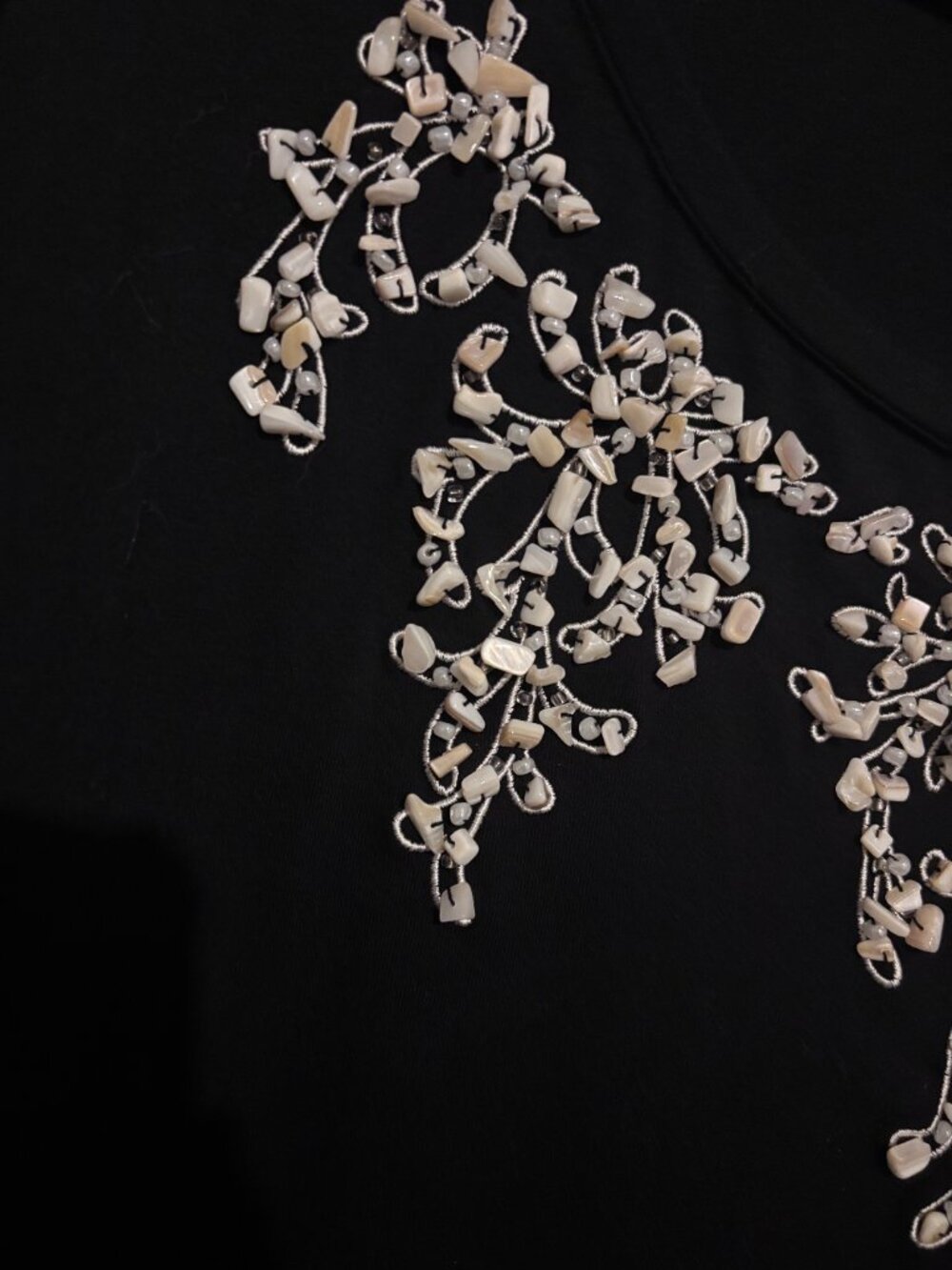 NWT Bob Mackie Wearable Art Seashell Conch Embroidered Black Top - 3XL Plus Size - Picture 3 of 3